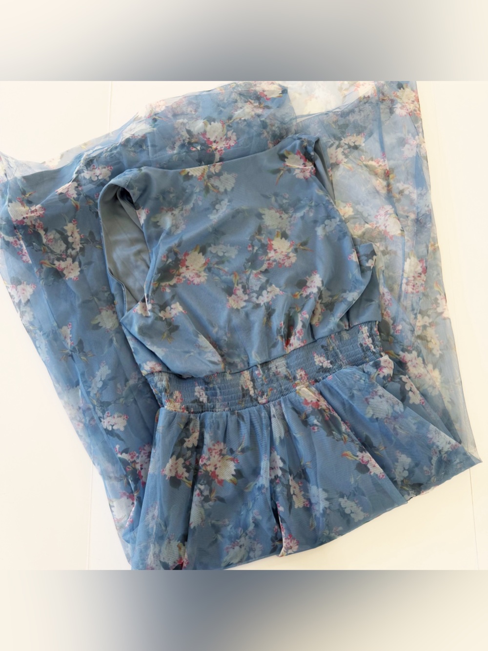 Baltic Born Dress Womens 1XL Kamila Tulle Maxi Blue Floral Bridesmaid - Picture 8 of 8